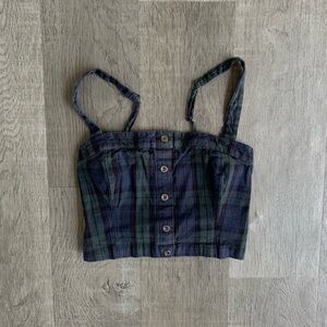 3/$10 Blue and Green Plaid Corset Crop Top